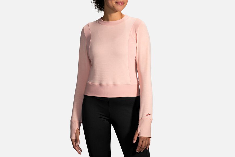 Womens Brooks Notch Thermal Long Sleeve Tops Heather Flamingo/Flamingo | 735249-YEN